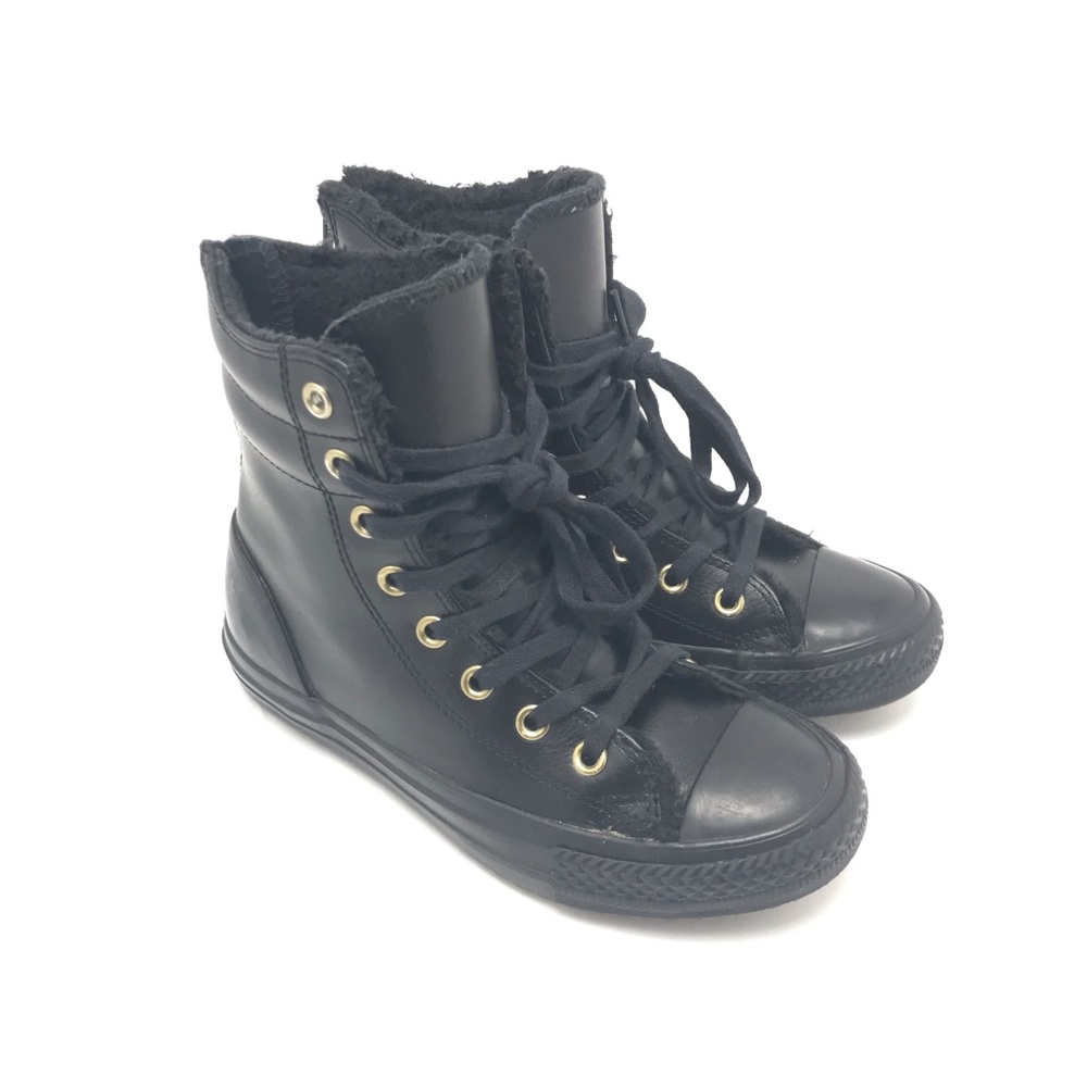 CONVERSE CT ALL STAR Sz 1 LEATHER FUR BOOT JUNIOR